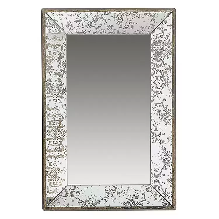 Silver Floral Rectangle Wood Wall Mirror>Kirklands Home Discount