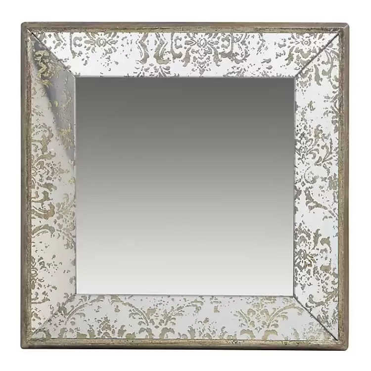 Silver Floral Square Wood Wall Mirror>Kirklands Home Store
