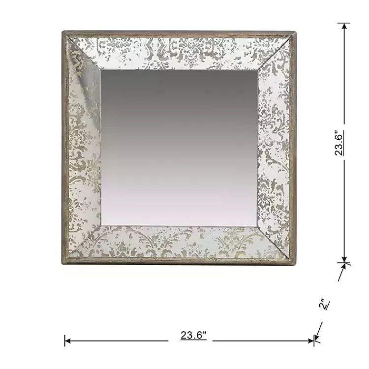 Silver Floral Square Wood Wall Mirror>Kirklands Home Store