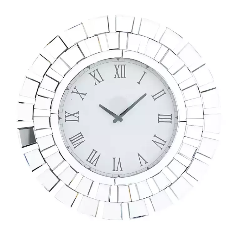 Silver Glass Mirror Abstract Wall Clock>Kirklands Home Shop
