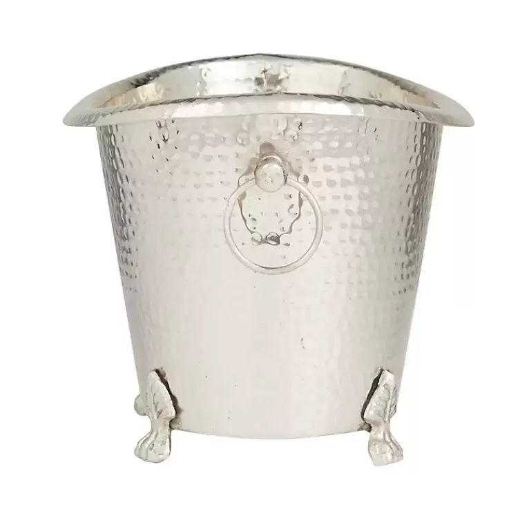 silver_hammered_metal_footed_wine_bucket_2.webp Hammered Metal Footed Wine Bucket>Kirklands Home Fashion