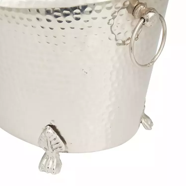 silver_hammered_metal_footed_wine_bucket_3.webp Hammered Metal Footed Wine Bucket>Kirklands Home Fashion