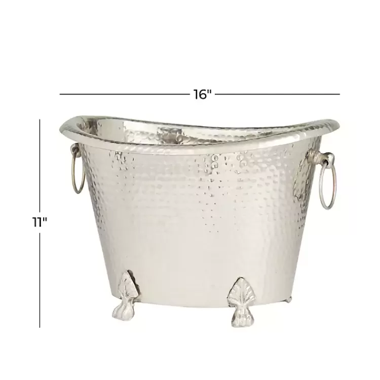 silver_hammered_metal_footed_wine_bucket_5.webp Hammered Metal Footed Wine Bucket>Kirklands Home Fashion