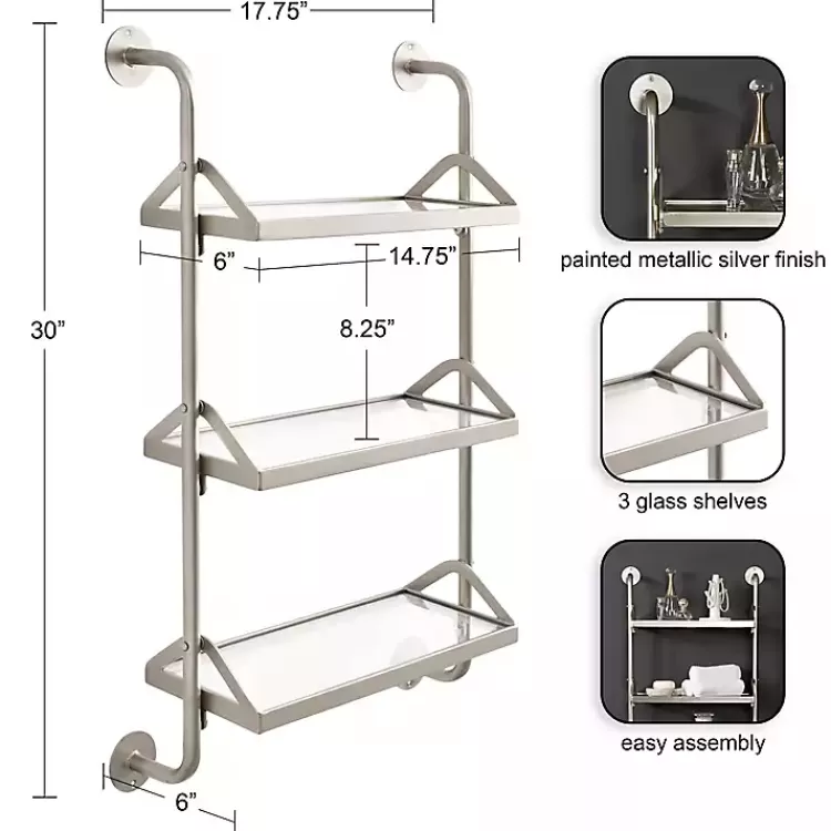 Metal and Glass 3-Tier Wall Shelf>Kirklands Home Cheap