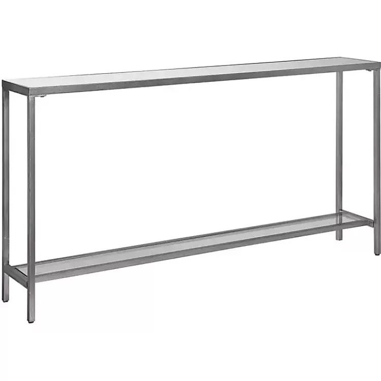 silver_metal_mirrored_top_slim_console_table_2.webp Metal Mirrored Top Slim Console Table>Kirklands Home Fashion
