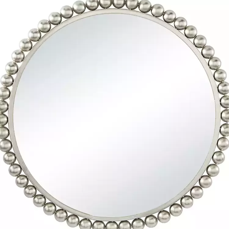 Silver Metal Round Beaded Frame Wall Mirror>Kirklands Home Shop