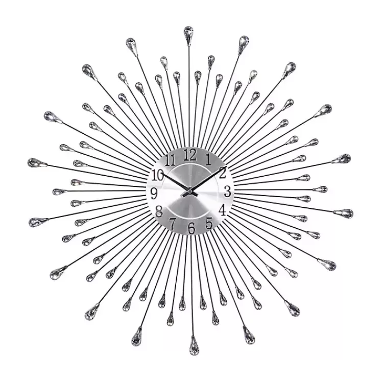 Silver Metal Sunburst Droplet Frame Clock>Kirklands Home Flash Sale