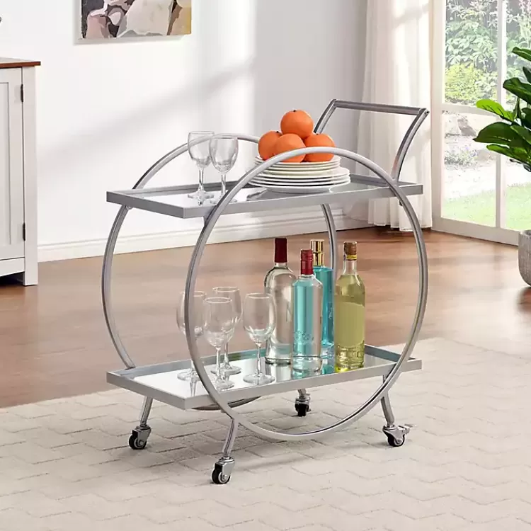 Mirrored 2-Tier Odessa Bar Cart>Kirklands Home Clearance