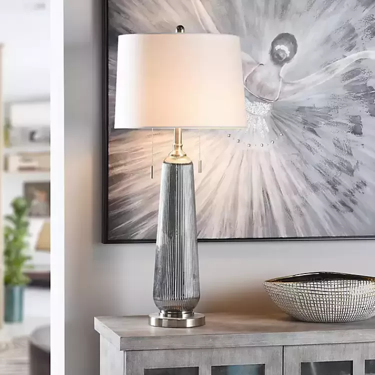 Silver Ribbed Glass Table Lamp>Kirklands Home Sale