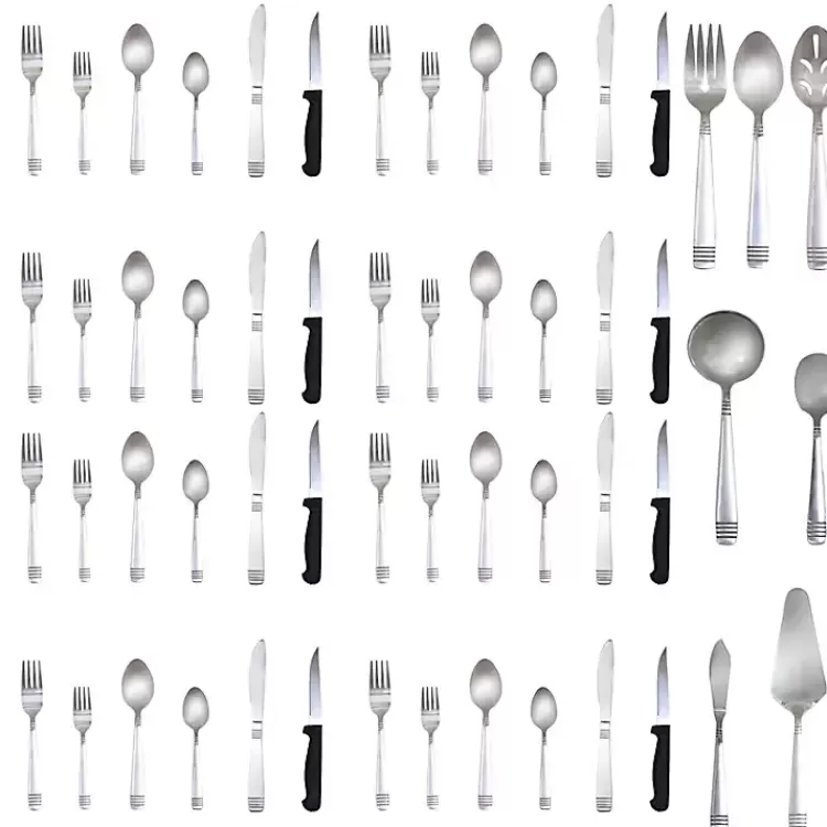 silver_stainless_steel_pc_flatware_set_4.webp Stainless Steel 55-pc. Flatware Set>Kirklands Home Discount