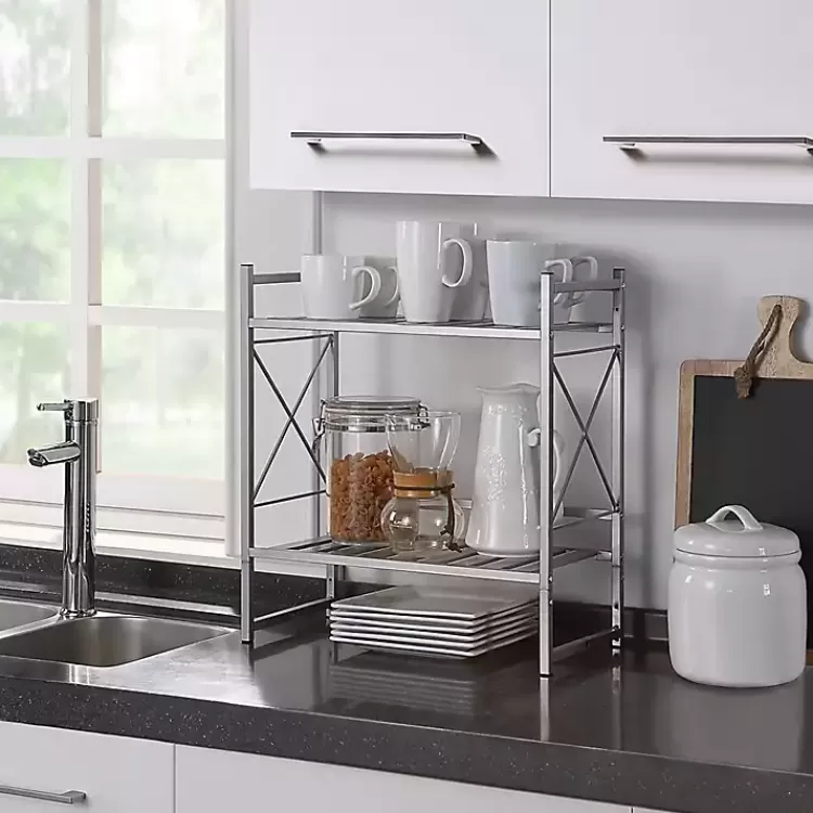 silver_tier_utility_shelf_3.webp 2-Tier Utility Shelf>Kirklands Home Best Sale