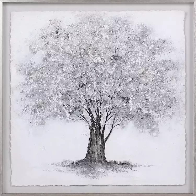 Silver Tree Rice Paper Framed Art Print>Kirklands Home Clearance