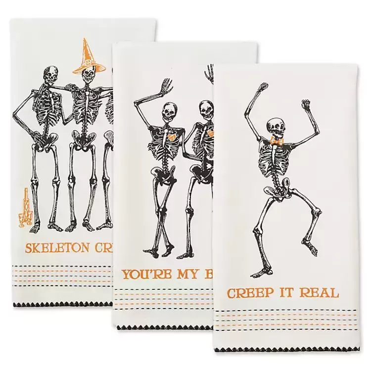 Skeletons Printed Assorted Dishtowels, Set of 3>Kirklands Home Best Sale