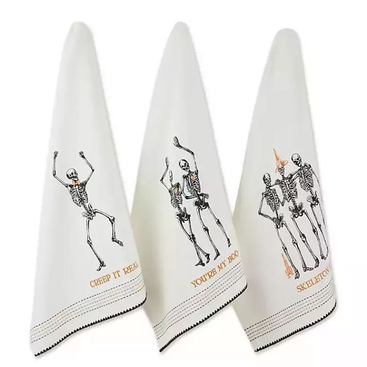 Skeletons Printed Assorted Dishtowels, Set of 3>Kirklands Home Best Sale