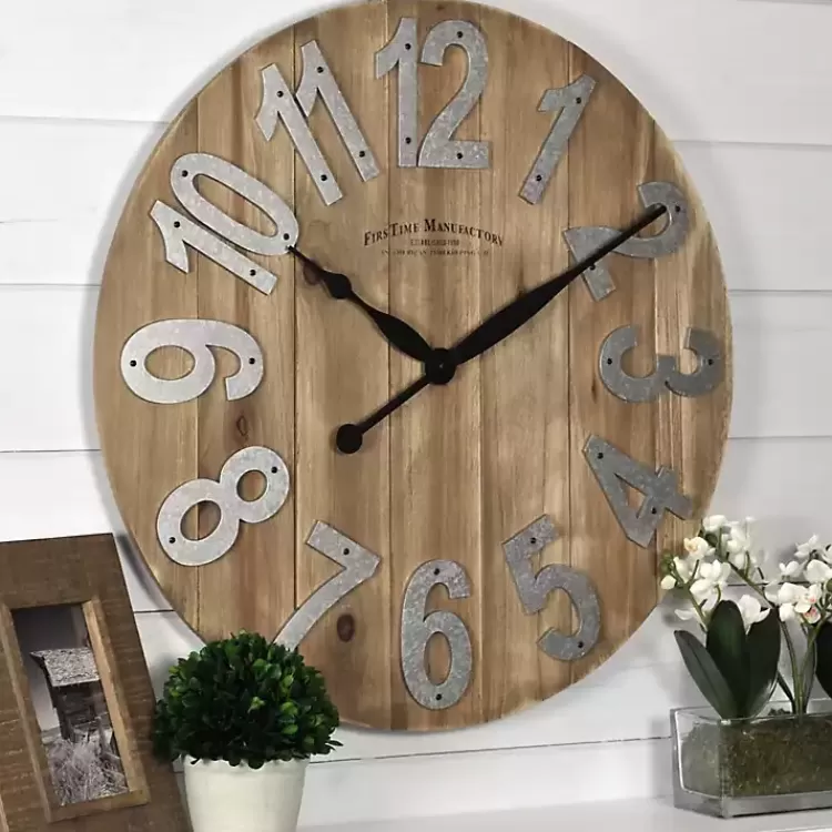 Slat Wood Wall Clock>Kirklands Home Fashion