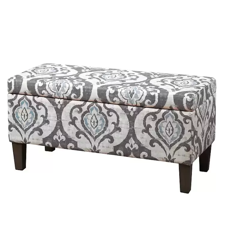 Slate Blue Ikat Storage Ottoman>Kirklands Home Cheap