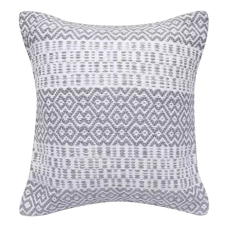 Slate Diamond Stripe Indoor/Outdoor Pillow>Kirklands Home Clearance