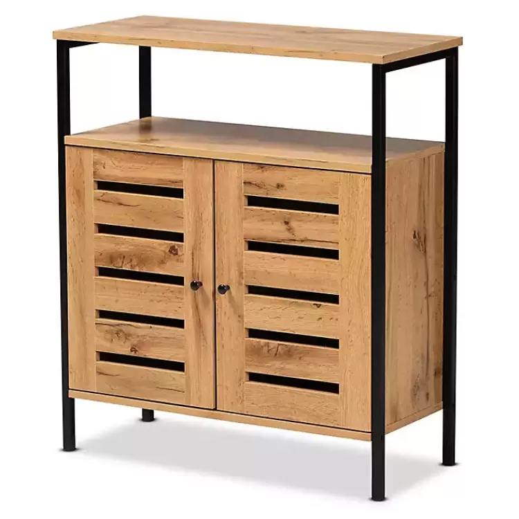 Slatted Oak Wood Cabinet>Kirklands Home Outlet