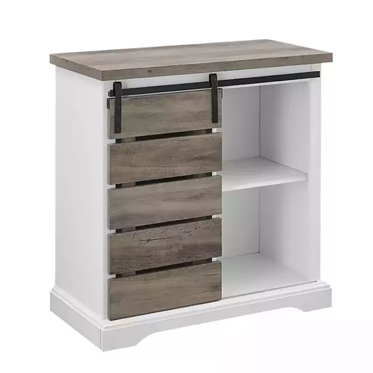 Slatted Sliding Barn Door White and Cabinet>Kirklands Home Best