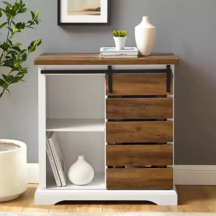 slatted_sliding_barn_door_white_and_oak_cabinet_3.webp Slatted Sliding Barn Door White and Oak Cabinet>Kirklands Home Outlet