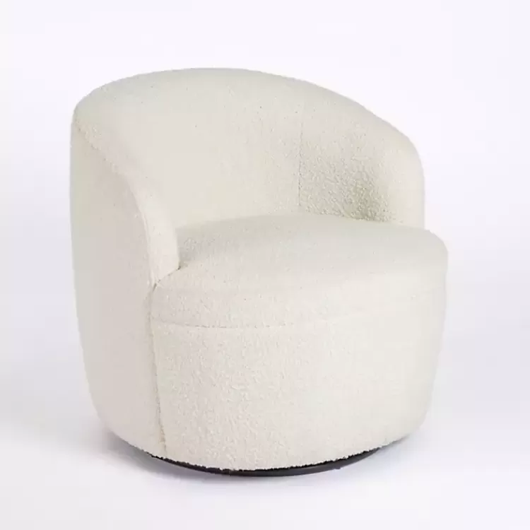 Small Round Cream Boucle Swivel Accent Chair>Kirklands Home Cheap