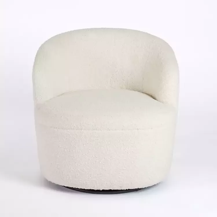 Small Round Cream Boucle Swivel Accent Chair>Kirklands Home Cheap