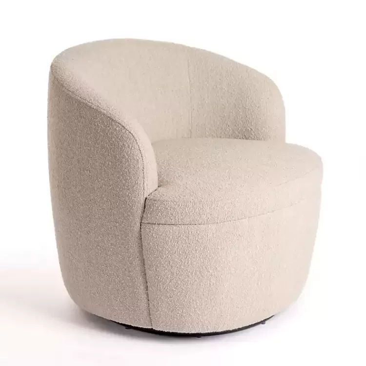 Small Round Sand Boucle Swivel Accent Chair>Kirklands Home Store