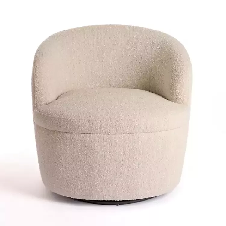 Small Round Sand Boucle Swivel Accent Chair>Kirklands Home Store