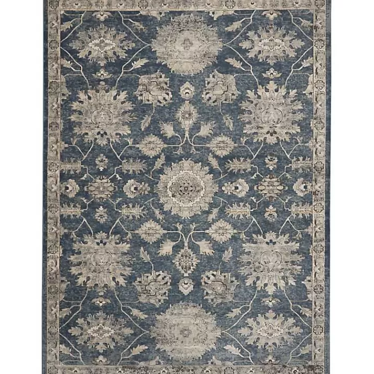 Smokey Blue and Ivory Floral Area Rug, 6x9>Kirklands Home Fashion