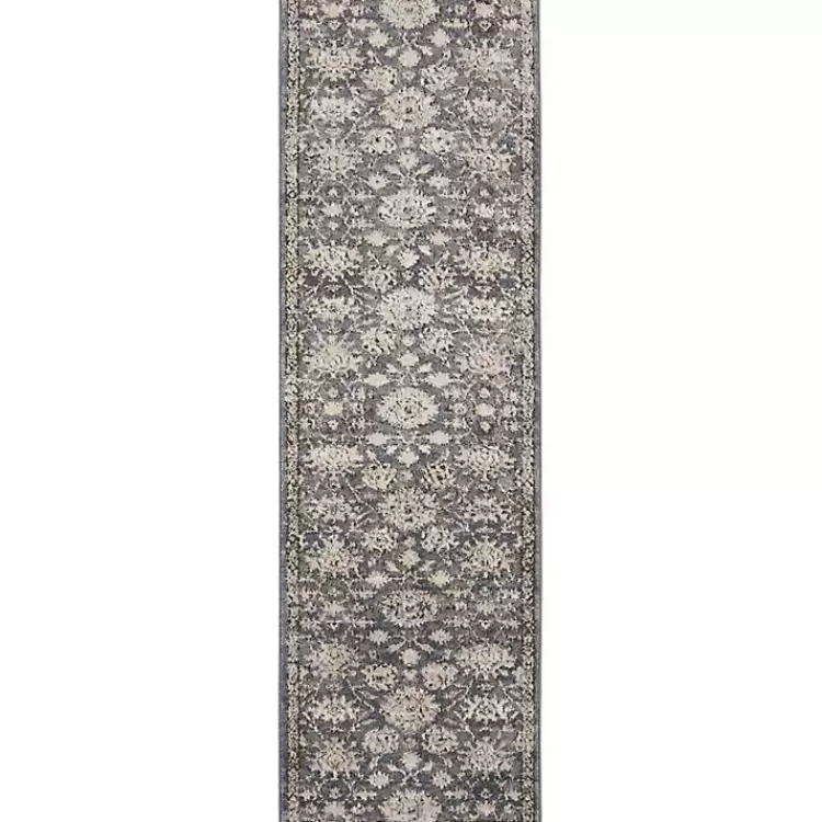 Smokey Blue and Ivory Floral Runner, 2x7>Kirklands Home New