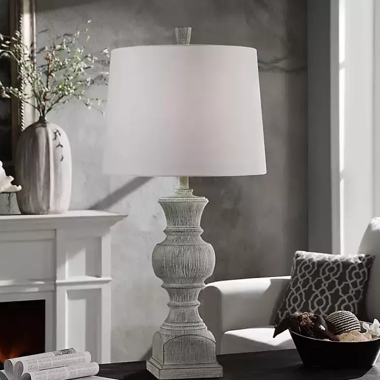 Smokey Slate Gray Baluster Grain Table Lamp>Kirklands Home Sale