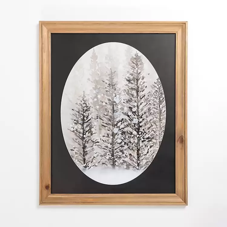 Snowy Trees Oval Framed Art Print>Kirklands Home Store