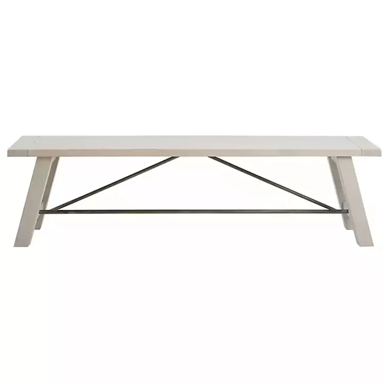 sofia_white_wooden_dining_bench_with_metal_bars_2.webp Sofia Wooden Dining Bench with Metal Bars>Kirklands Home Clearance