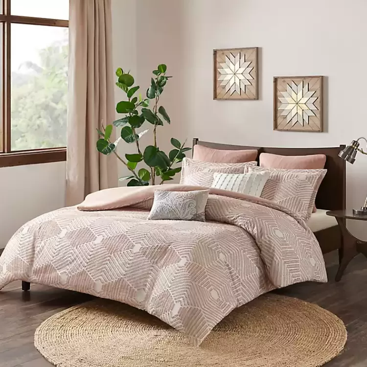 Soft Pink Tufted King 3-pc. Comforter Set>Kirklands Home Clearance