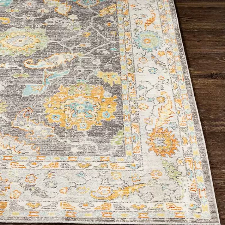 Soft Yellow and Gray Floral Area Rug, 8x12>Kirklands Home Discount