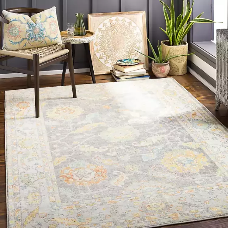 soft_yellow_and_gray_floral_area_rug_x_4.webp Soft Yellow and Gray Floral Area Rug, 8x12>Kirklands Home Discount