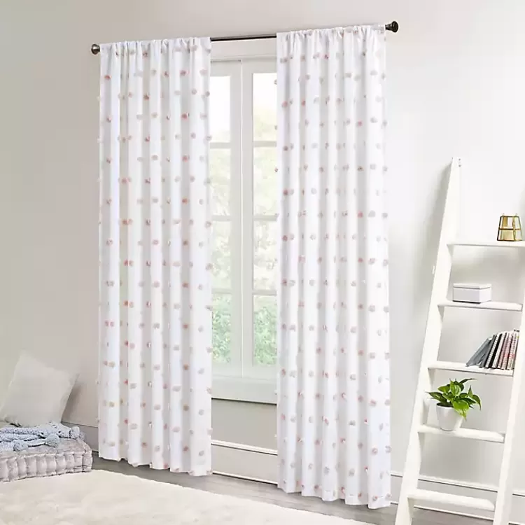 Sophie Blush Pom Pom Curtain Panel, 84 in.>Kirklands Home Fashion