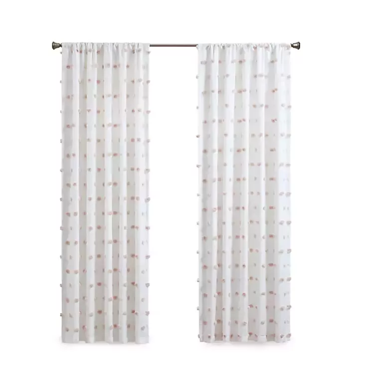 Sophie Blush Pom Pom Curtain Panel, 84 in.>Kirklands Home Fashion