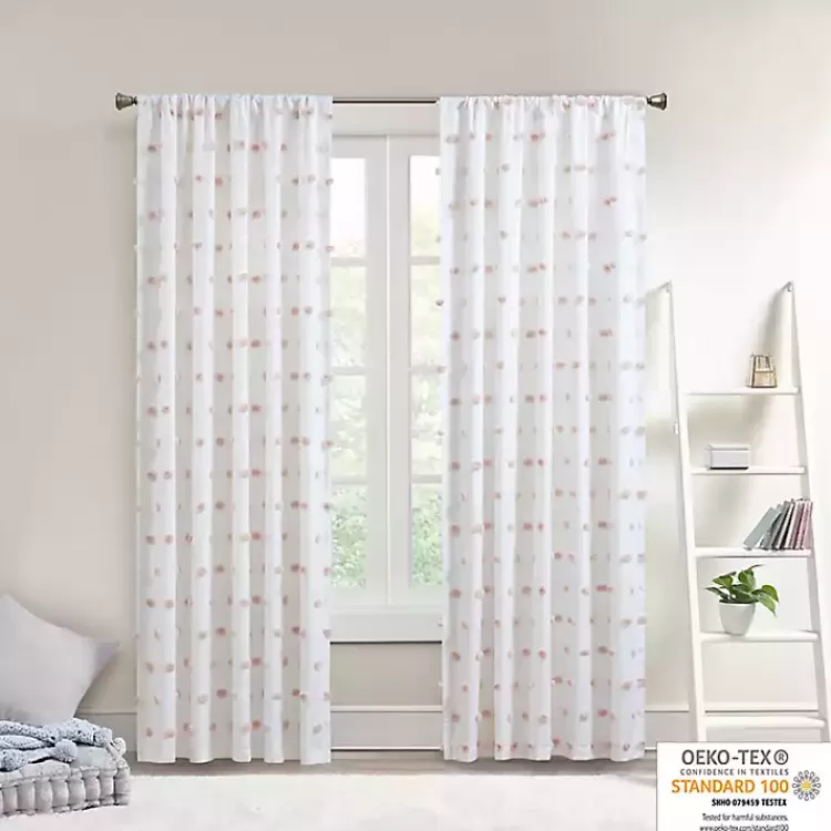 sophie_blush_pom_pom_curtain_panel__in_2.webp Sophie Blush Pom Pom Curtain Panel, 84 in.>Kirklands Home Fashion