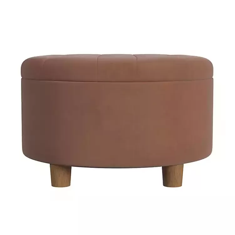 Spice Round Velvet Tufted Storage Ottoman>Kirklands Home Outlet