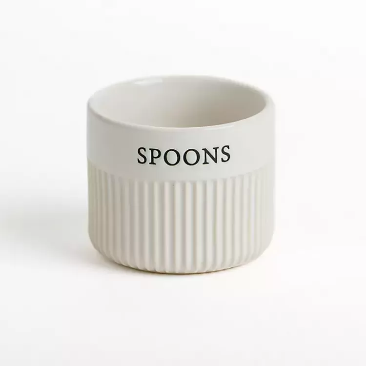 Spoons Ribbed Ceramic Canister>Kirklands Home Outlet