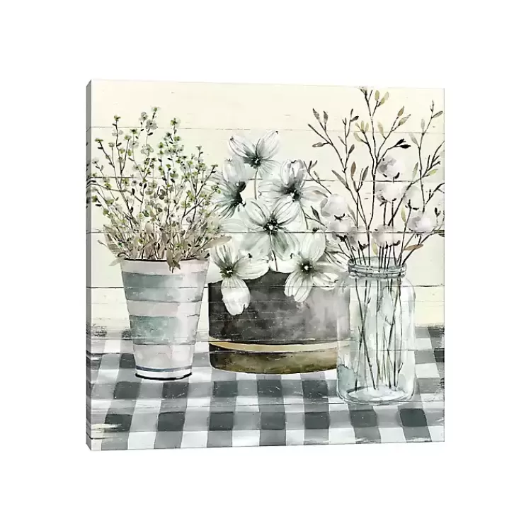 Spring Floral Gingham Canvas Art Print>Kirklands Home Best