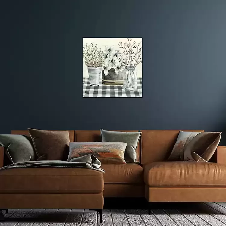 Spring Floral Gingham Canvas Art Print>Kirklands Home Best