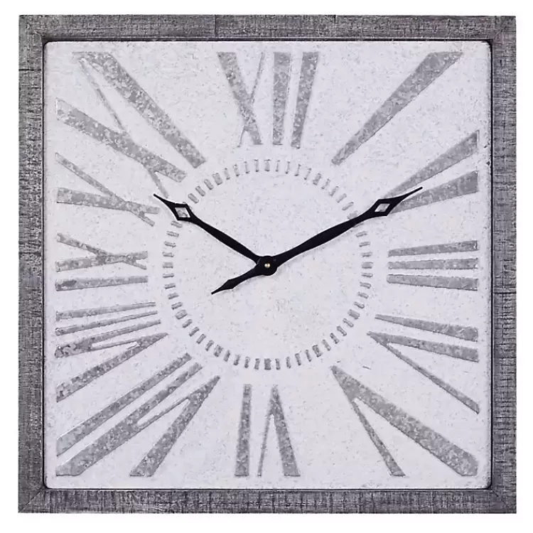 Square Galvanized Metal Wall Clock>Kirklands Home Cheap