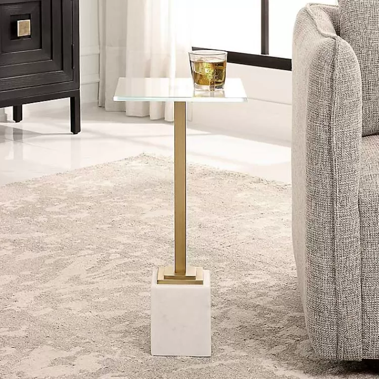 Square Glass and Marble Accent Table>Kirklands Home Hot