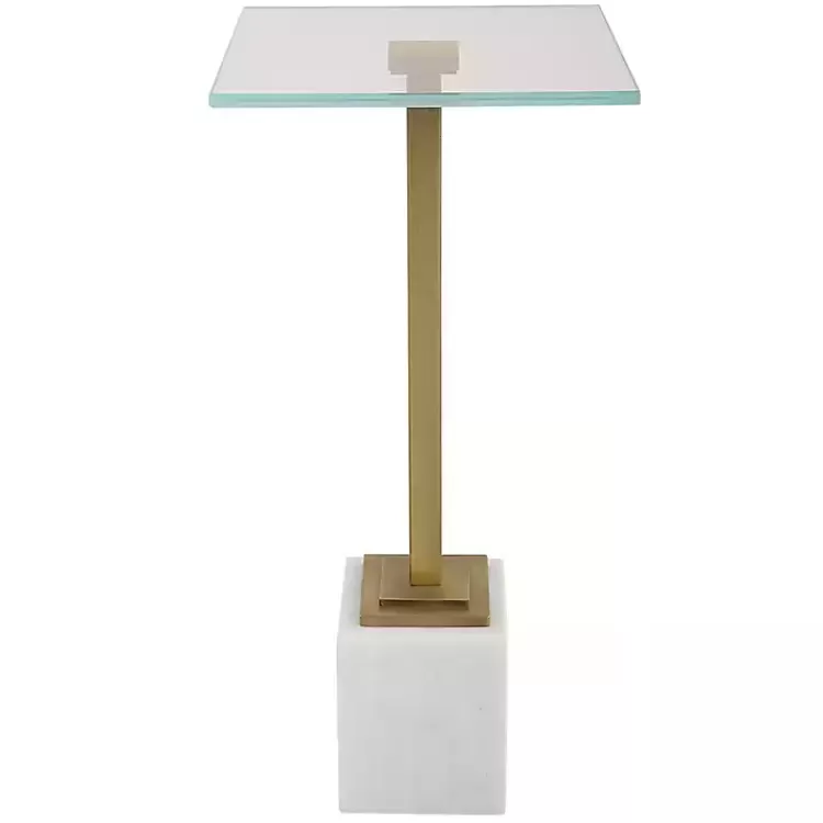 square_glass_and_white_marble_accent_table_2.webp Square Glass and Marble Accent Table>Kirklands Home Hot