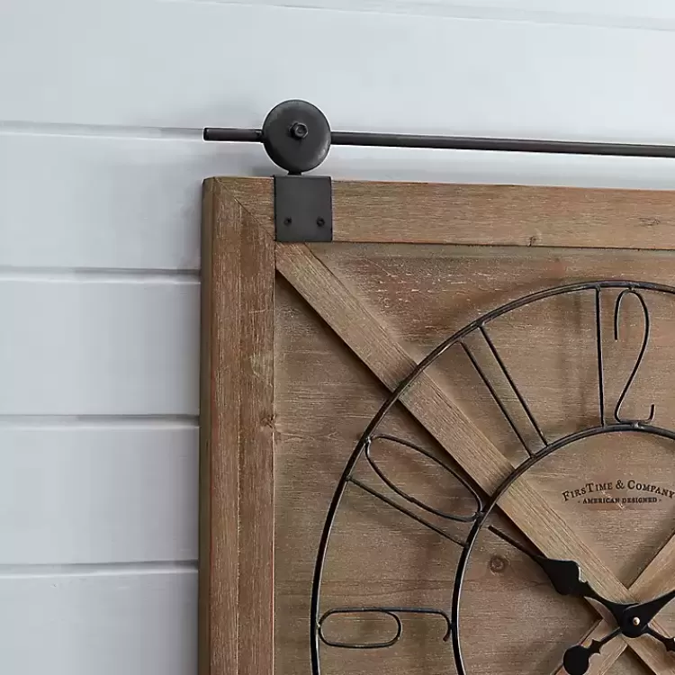 square_wood_barn_door_wall_clock_2.webp Square Wood Barn Door Wall Clock>Kirklands Home Cheap