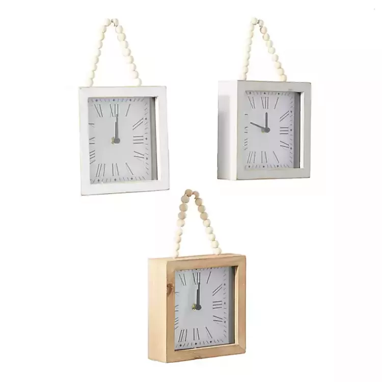 Square Wood Beaded Wall Clocks, Set of 3>Kirklands Home Fashion