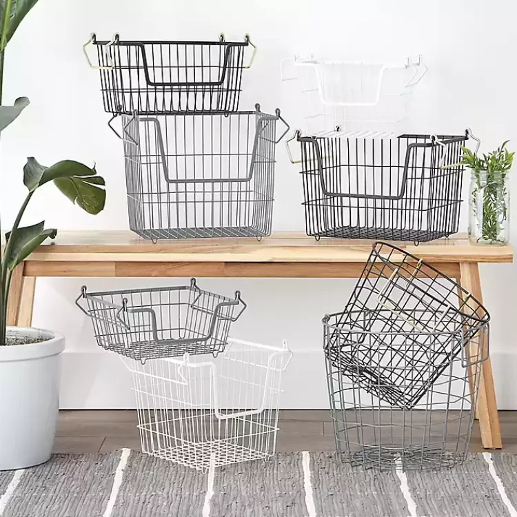 stackable_black_wire_kitchen_basket__in_6.webp Stackable Wire Kitchen Basket, 8 in.>Kirklands Home Cheap