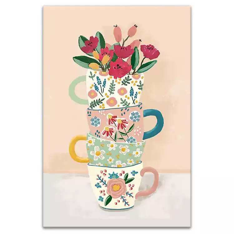 Stacked Floral Mugs Canvas Art Print>Kirklands Home Shop